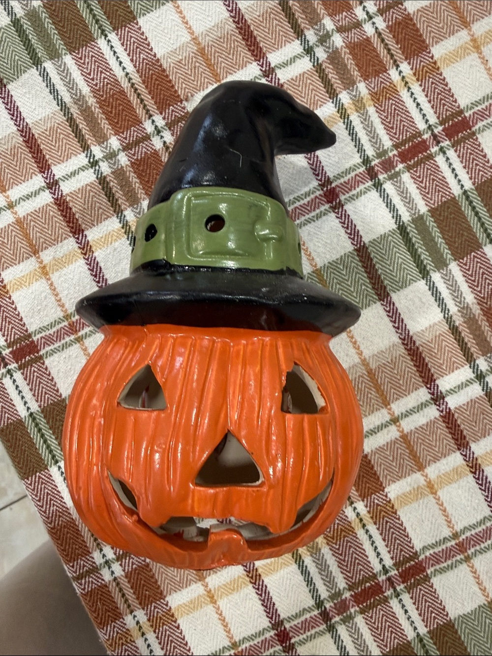 Halloween Ceramic Jack-O'-Lantern with Witch Hat - Orange